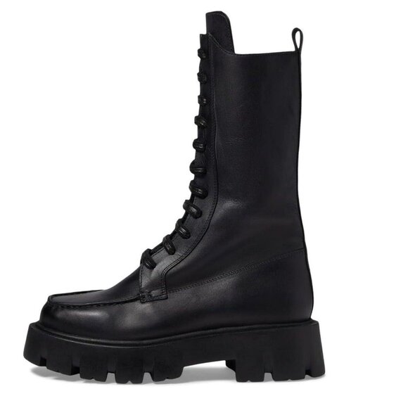 Free People Jones Lug Sole Lace Up Boots (Black) - Women's US 7 - Picture 1 of 9